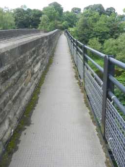 Oblique view across footpath of Newton Cap Bridge, Bishop Auckland July 2016